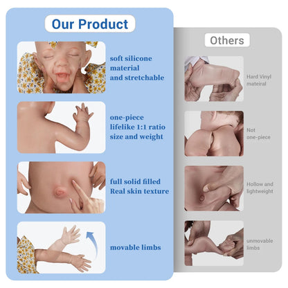 17Inch Soft Lifelike Silicone Reborn Baby Girl Dolls Realistic Skin