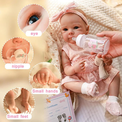 Reborn Dolls Full Body Silicone 46cm Lifelike Soft Cute Real Baby Girl